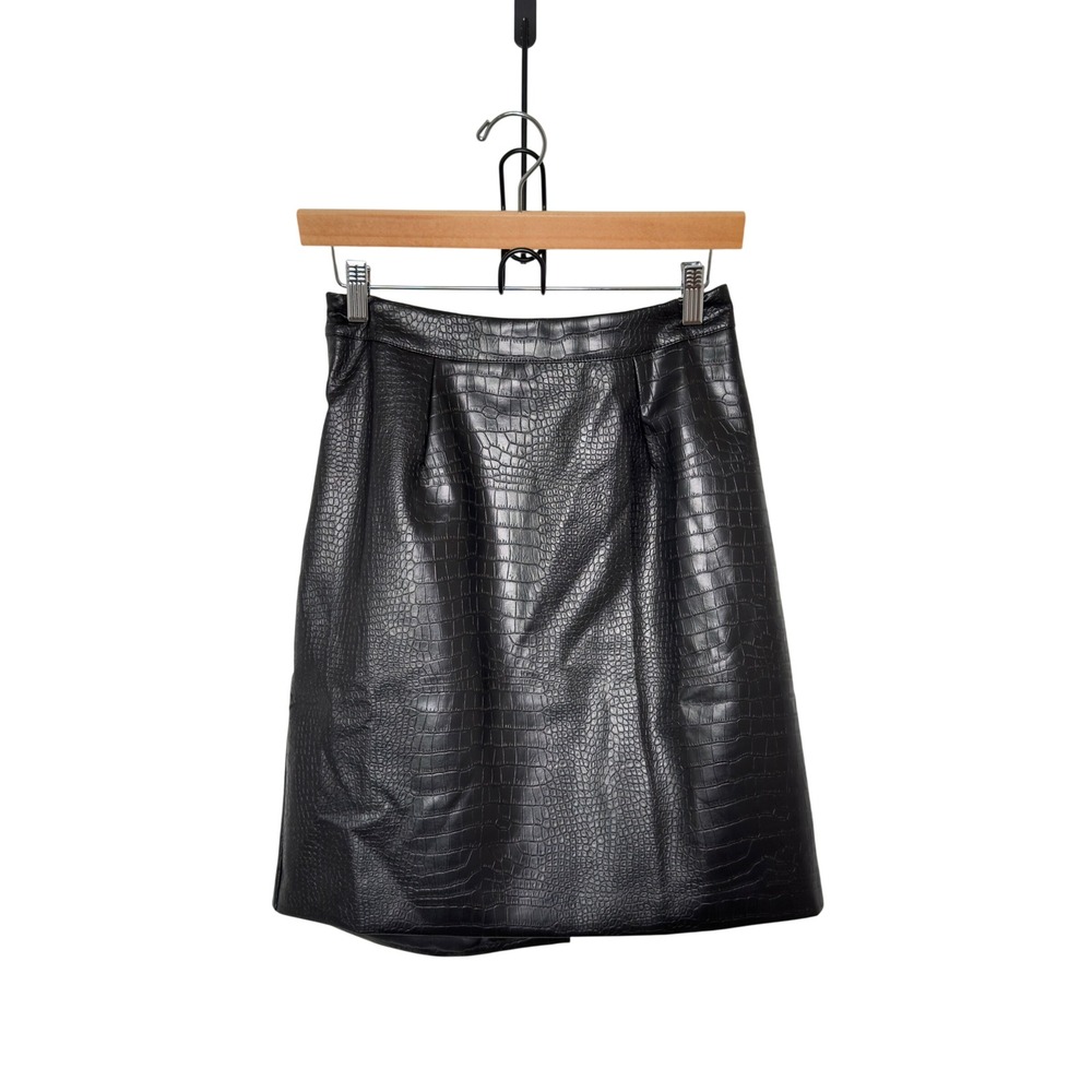 MOTF Naturally Chic Small Black Crocodile Bodycon Skirt Edgy Dark Academia 90'